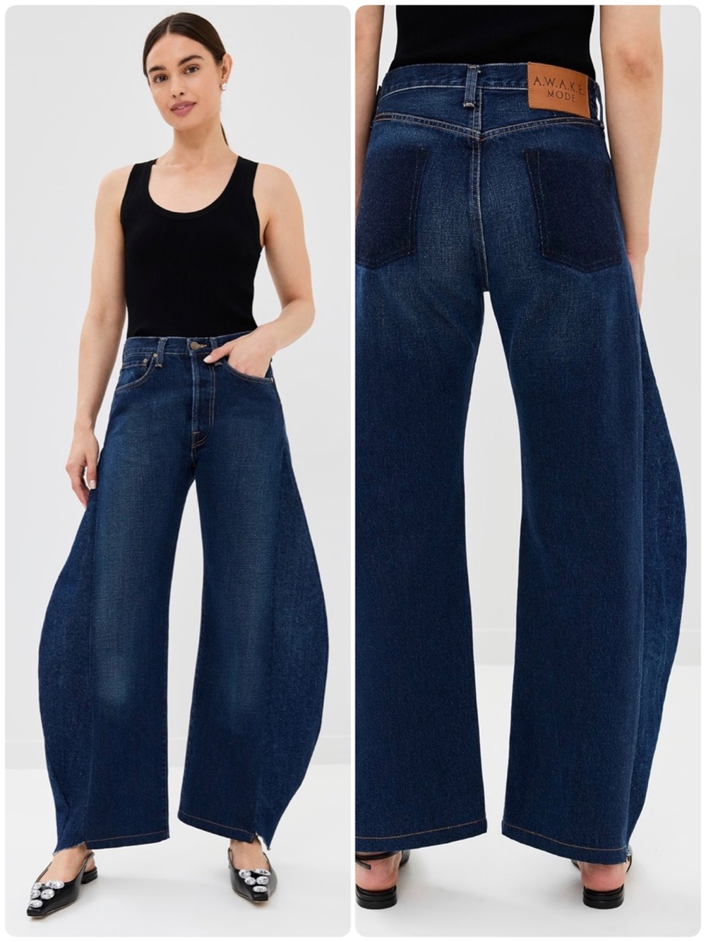 A.W.A.K.E. MODE Upcycled Jeans with Side Inserts Blue Denim Size 36 US 4